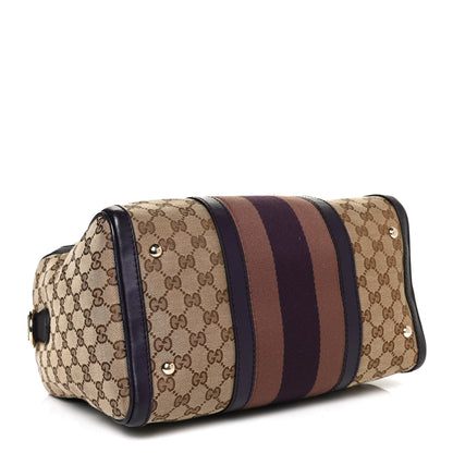 Gucci Monogram Vintage Web Medium Boston Dark Purple 4 of 12