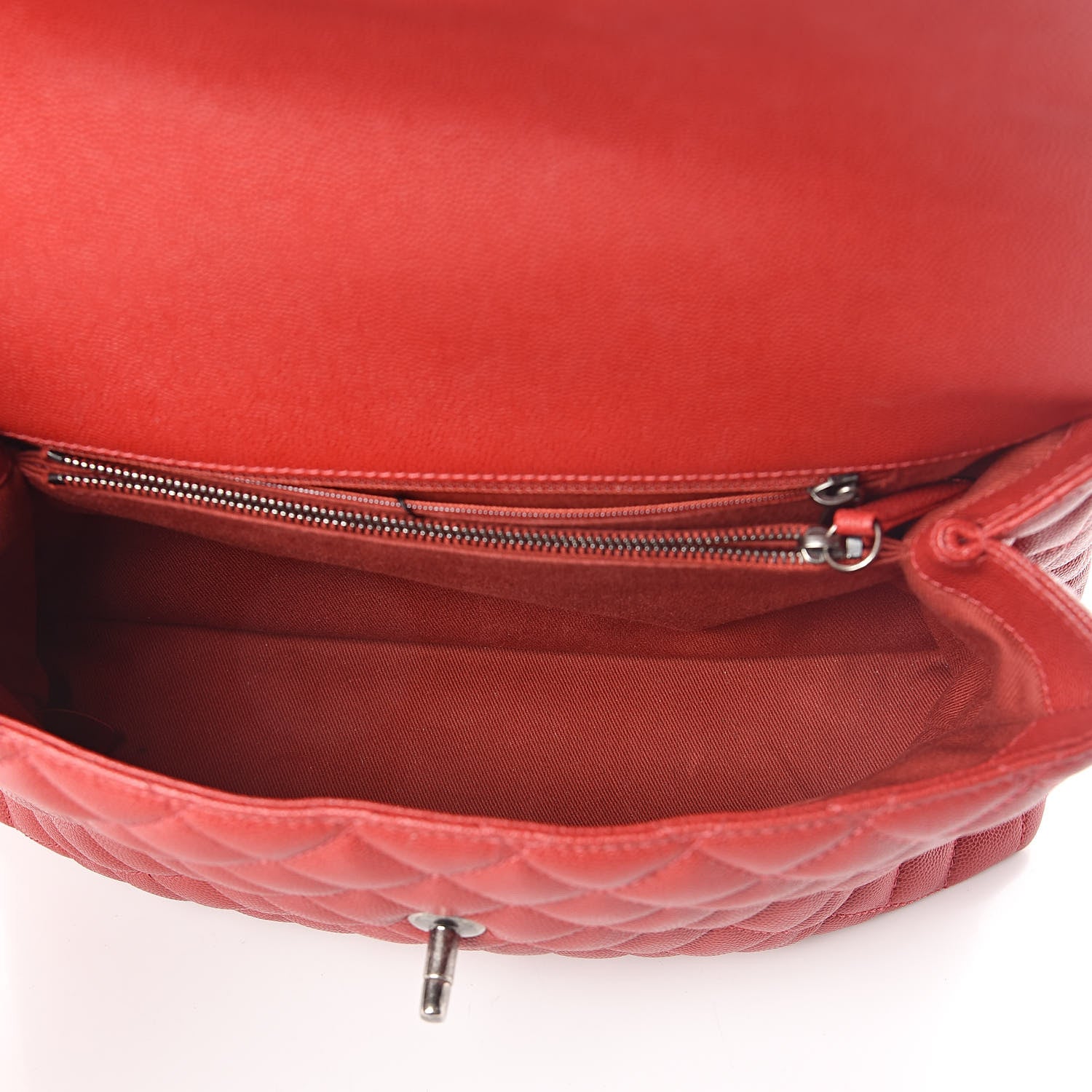 Chanel Caviar Quilted Medium Coco Handle Flap Red 5 of 11