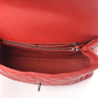 Chanel Caviar Quilted Medium Coco Handle Flap Red 5 of 11
