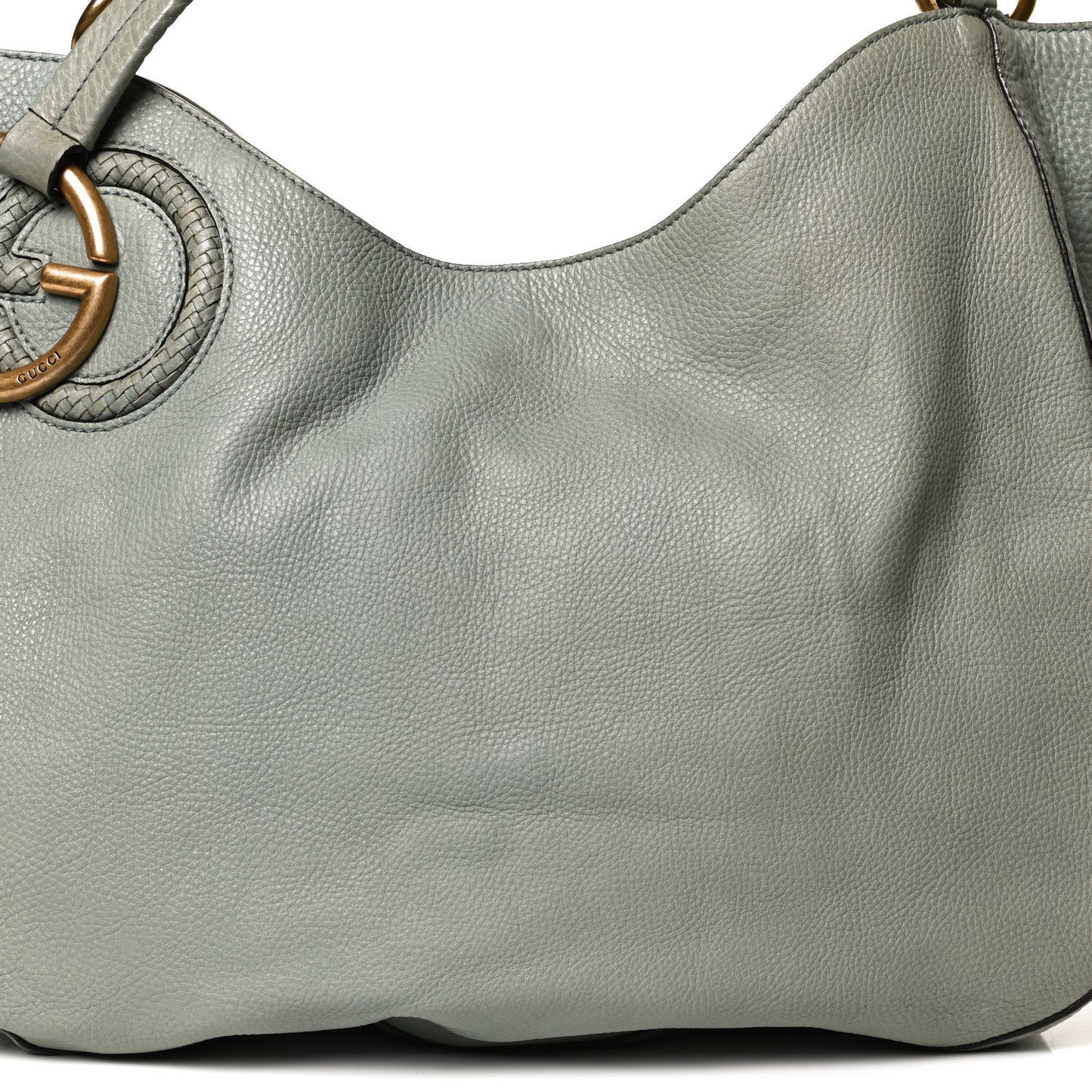 Pebbled Calfskin Medium Twill Shoulder Bag Light Blue