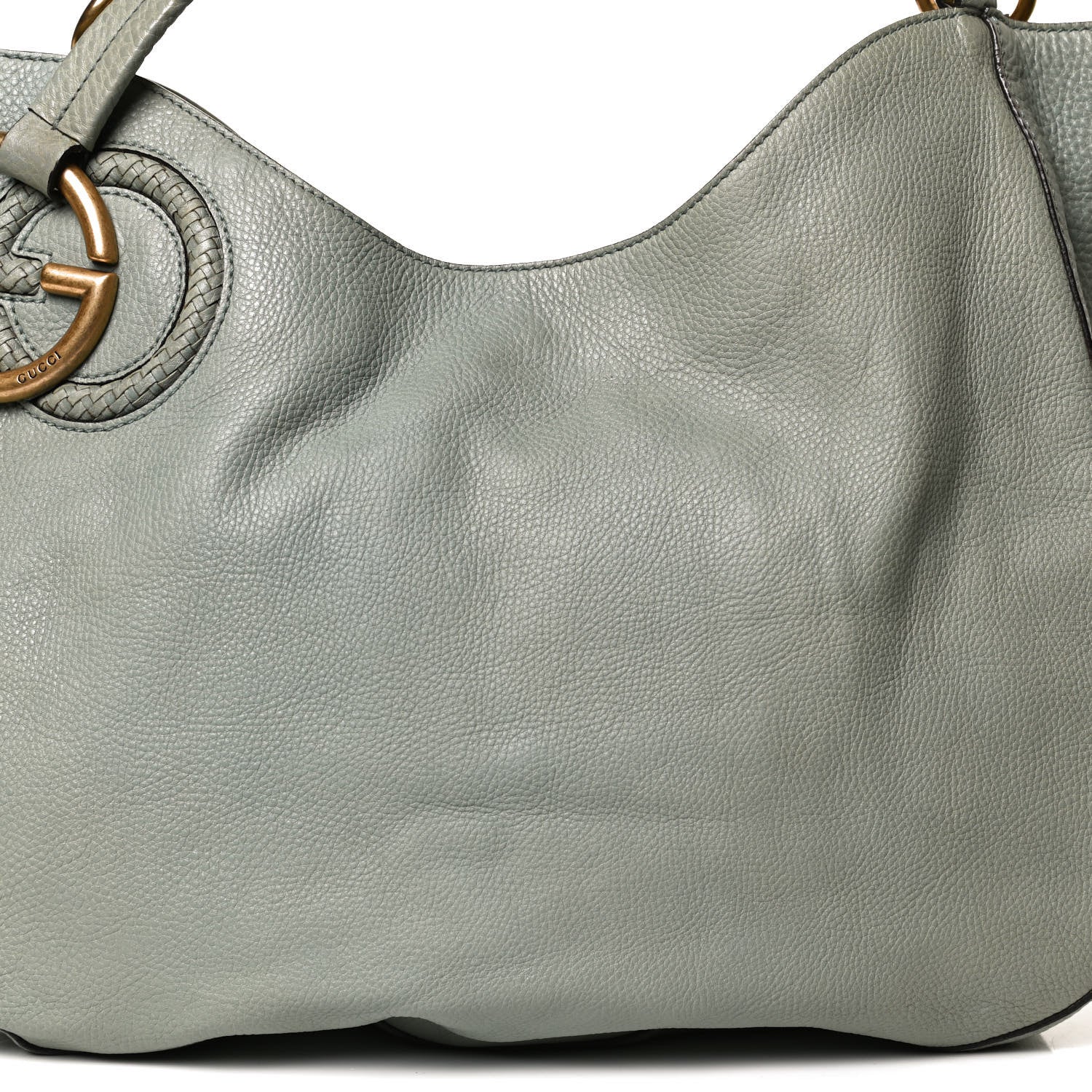 Gucci Pebbled Calfskin Medium Twill Shoulder Bag Light Blue 9 of 14