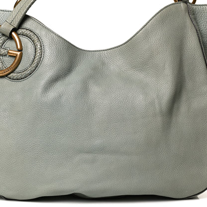 Gucci Pebbled Calfskin Medium Twill Shoulder Bag Light Blue 9 of 14