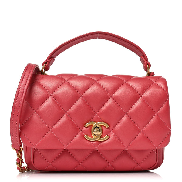Chanel Calfskin Quilted Top Handle Flap Dark Pink 1881972 Chanel Calfskin Quilted Top Handle Flap Dark Pink 1881972