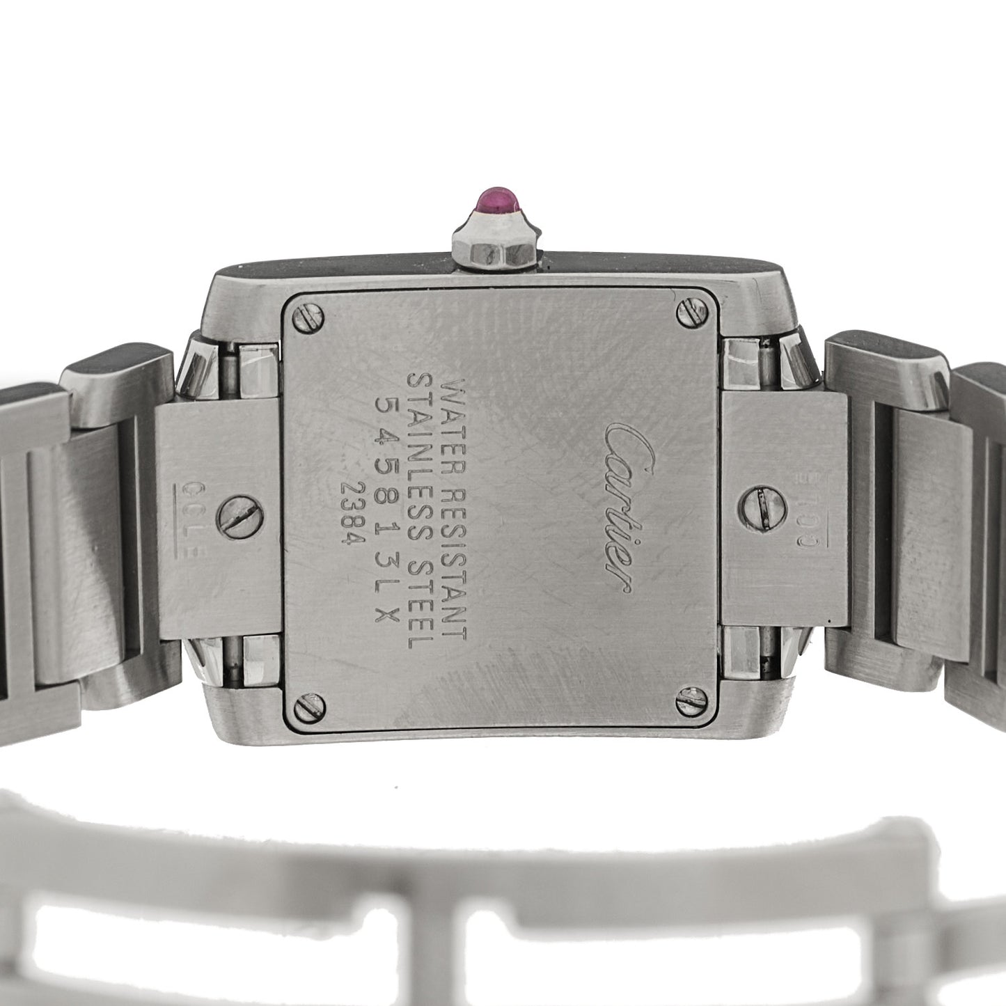 Stainless Steel 20mm Tank Francaise Quartz Watch Raspberry