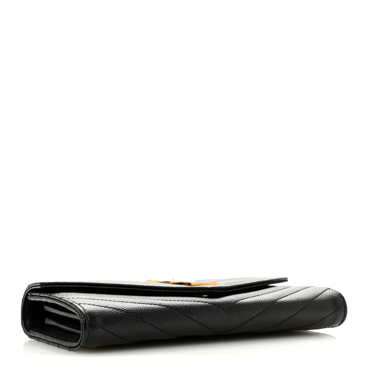 Grain De Poudre Matelasse Chevron Monogram Flap Wallet Black