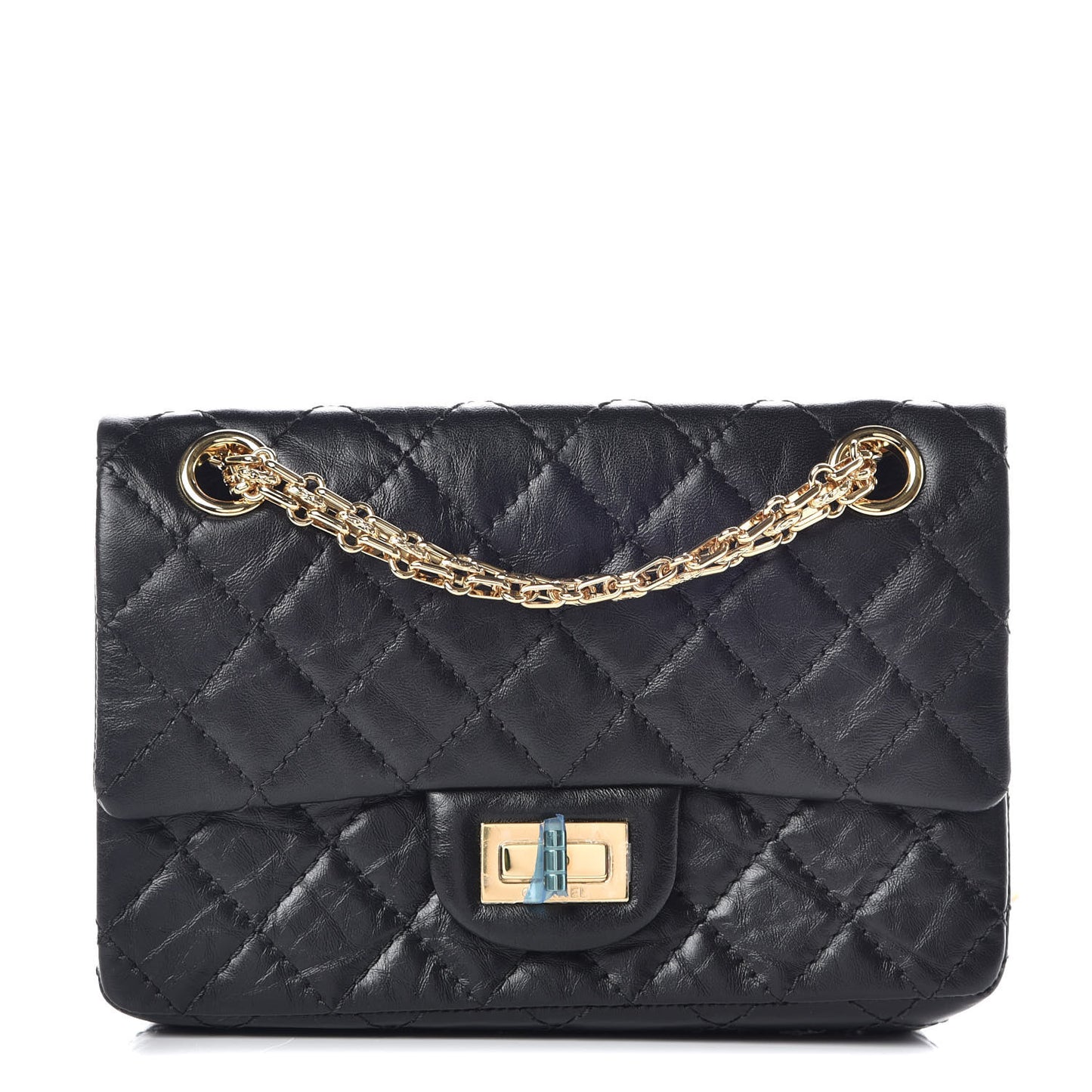 Aged Calfskin Quilted 2.55 Reissue Mini Flap Black