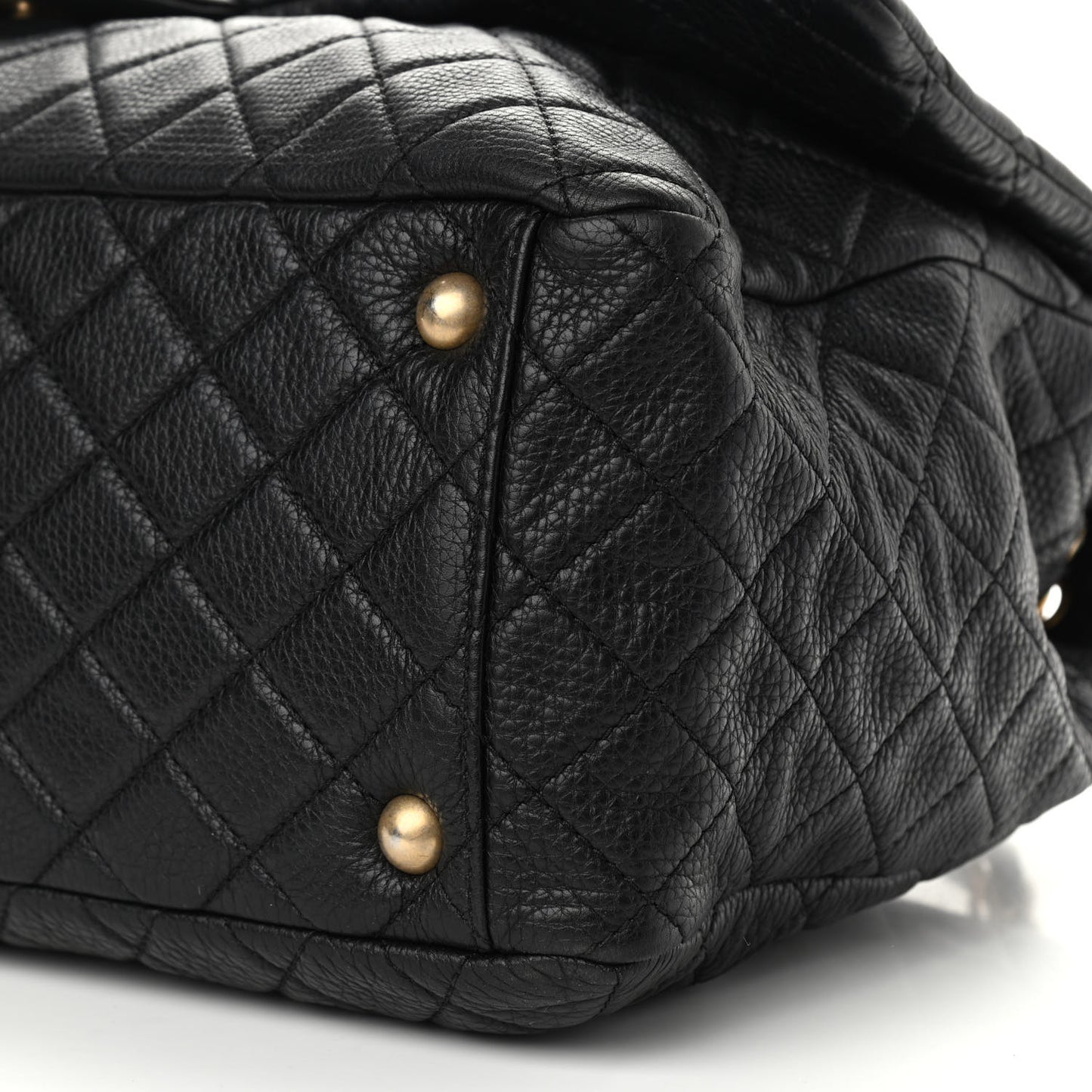 Calfskin Quilted XXL Travel Flap Bag Black