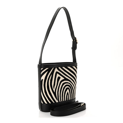 Gucci Calf Hair Calfskin Zebra Print Gucci 73 Mini Bucket Bag Black White 3 of 9