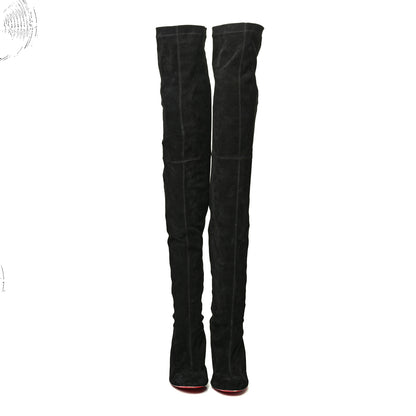 Christian Louboutin Suede Kiss Me Gina 85 Stretch Over The Knee Boots 40.5 Black 2 of 4