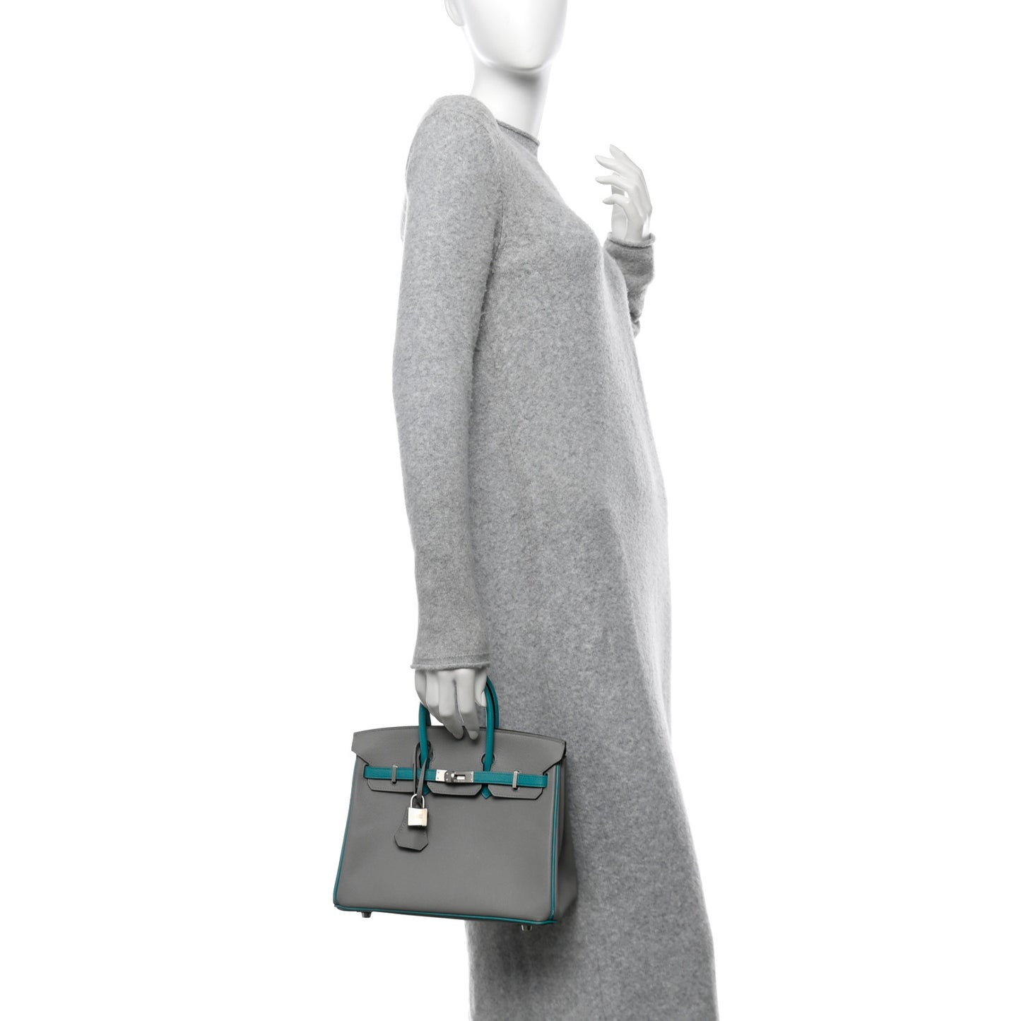 Epsom Horseshoe Birkin 25 Gris Mouette Bleu Paon