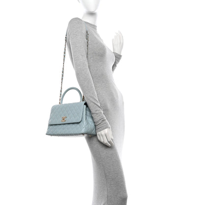 Chanel Caviar Quilted Small Coco Handle Flap Light Blue 2 of 13