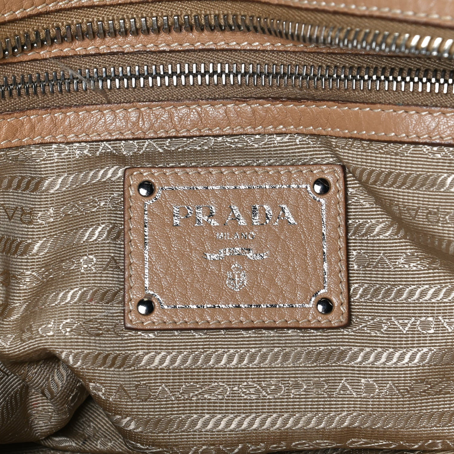 Prada Vitello Daino Embossed Logo Bowler Sughero 6 of 15