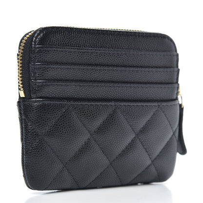 Chanel Caviar Quilted Zip Card Holder Wallet Black 3 of 8