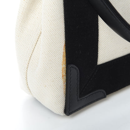 Balenciaga Cotton Canvas Calfskin Navy Cabas XS Natural Black 13 of 13