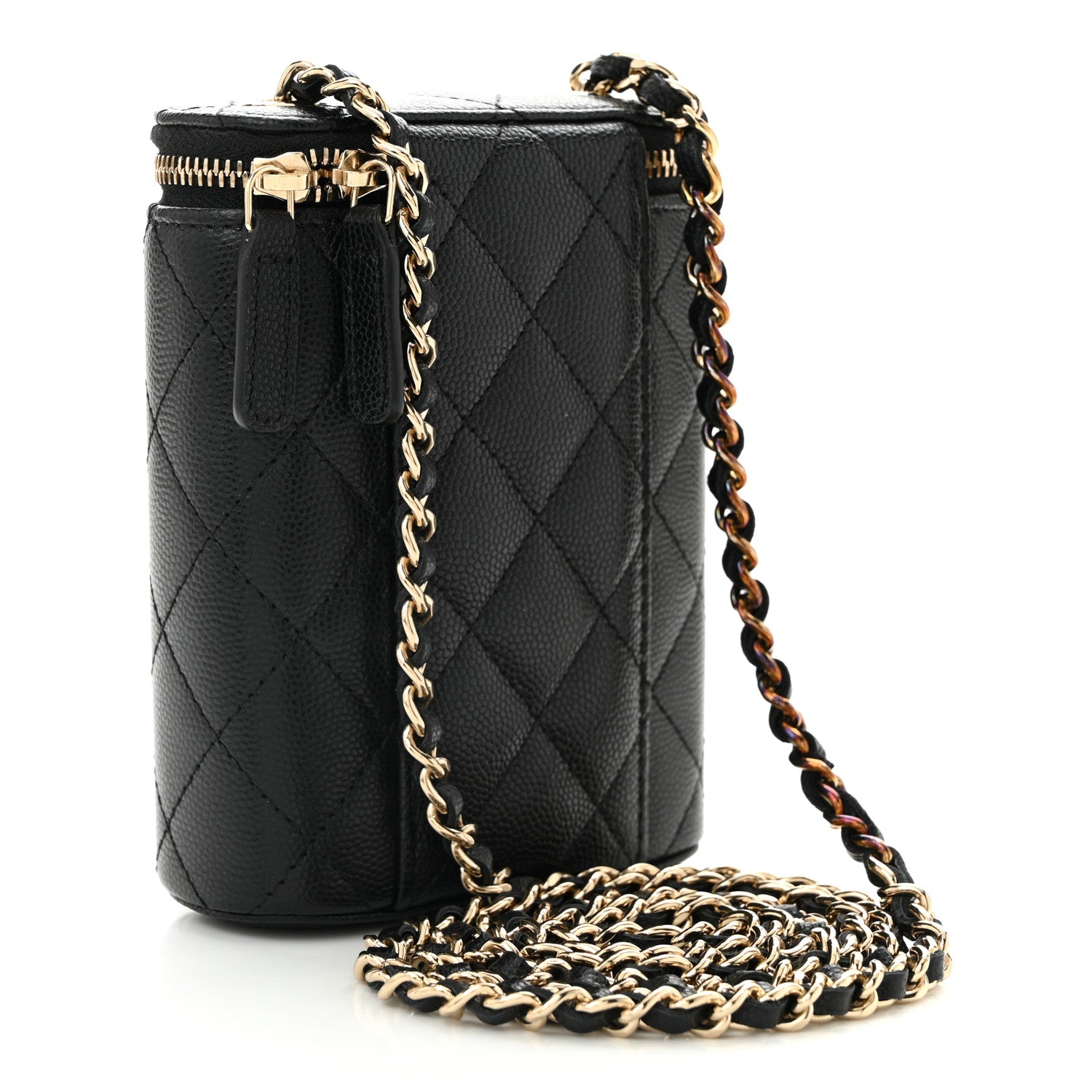 Chanel Caviar Quilted Small Vertical Coco Beauty Vanity Case With Chain Black 2 of 10