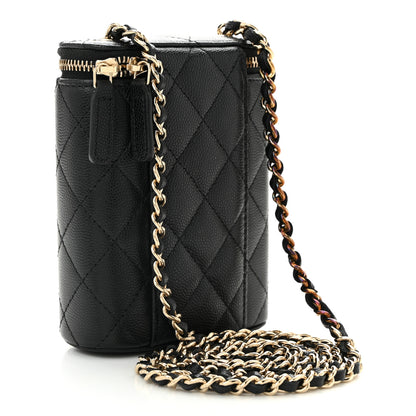 Chanel Caviar Quilted Small Vertical Coco Beauty Vanity Case With Chain Black 2 of 10