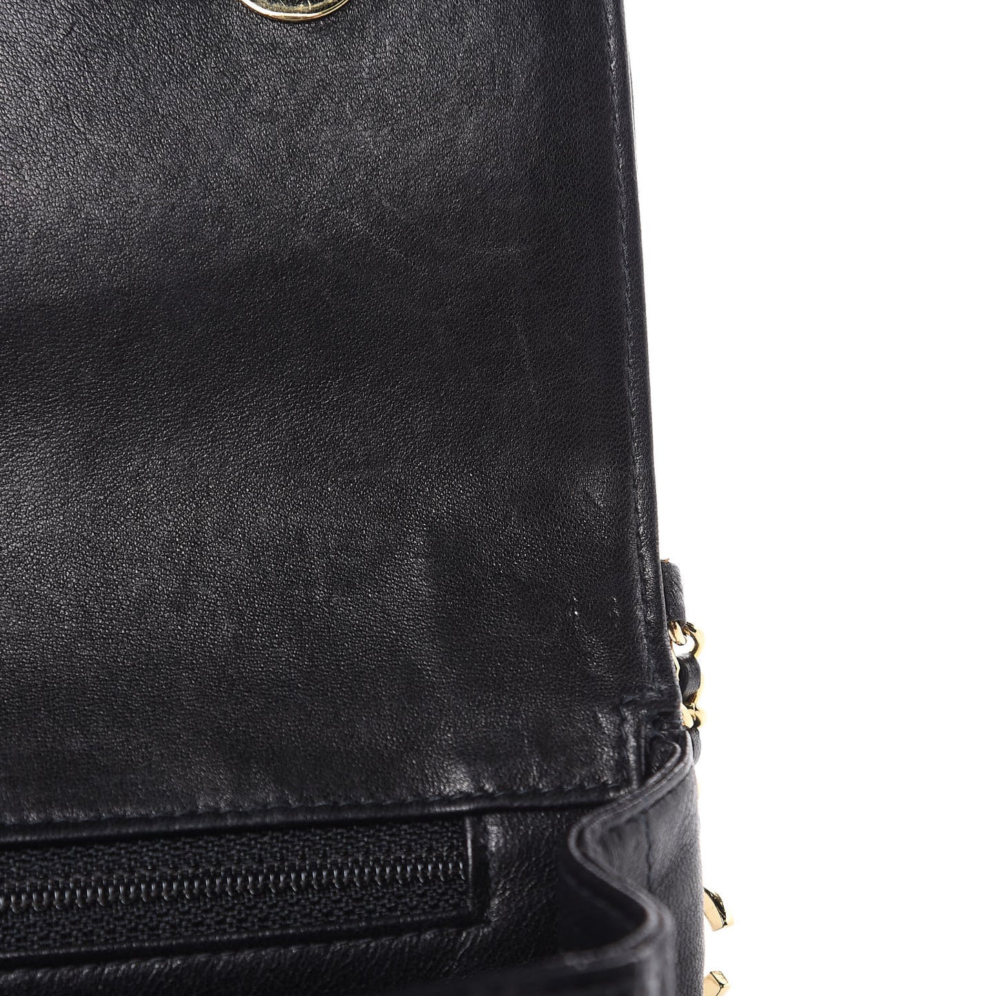Lambskin Quilted Crystal Chocolate Bar Charm Flap Black