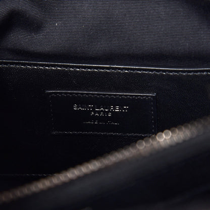 Saint Laurent Sheepskin Matelasse Chevron Monogram Large College Satchel Black 6 of 11