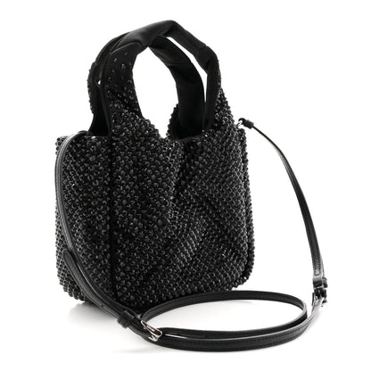 Prada Satin Crystal Soft Padded Small Double Handled Shoulder Bag Black 2 of 10