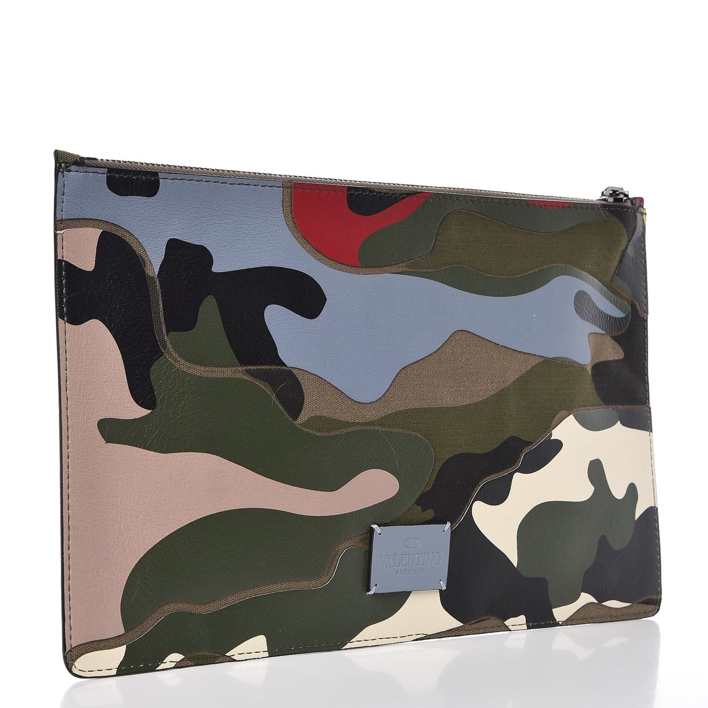 Nappa Canvas Camouflage Zip Pouch Multicolor
