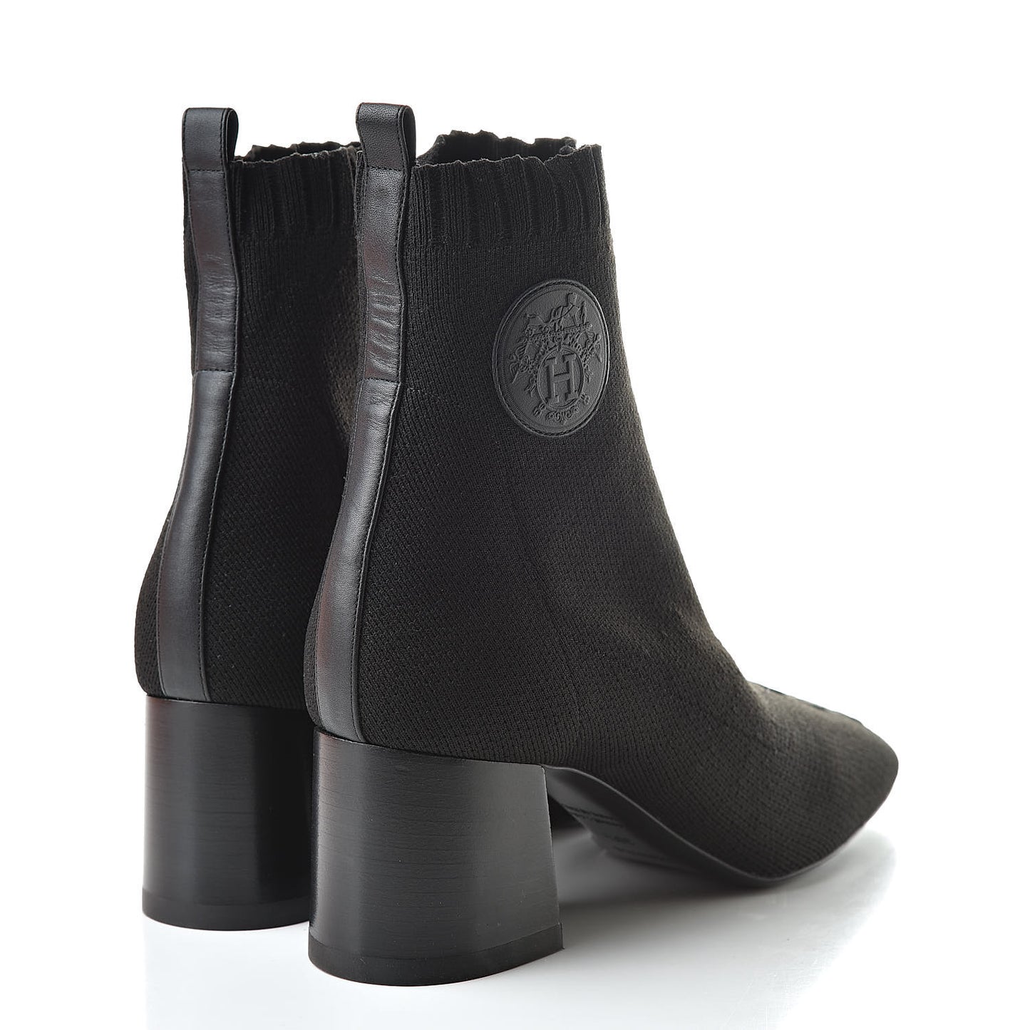 Knit Calfskin Volver Ankle Boots 38.5 Black