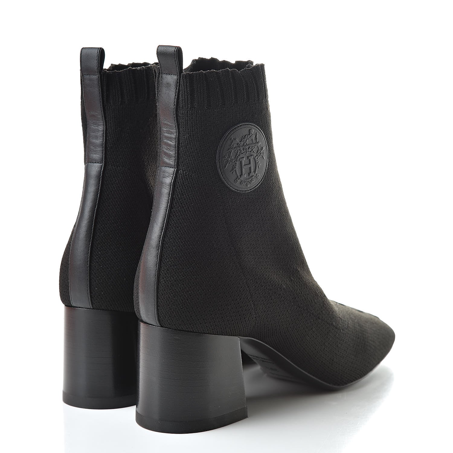 Hermes Knit Calfskin Volver Ankle Boots 38.5 Black 4 of 12