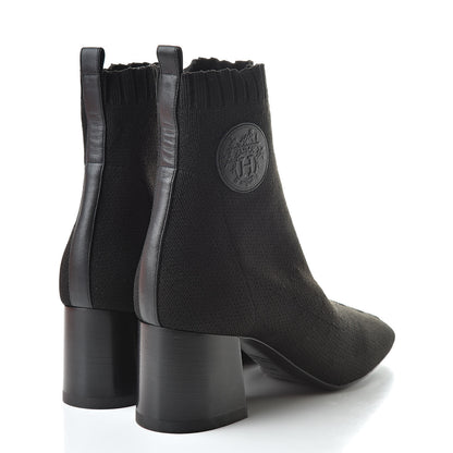 Hermes Knit Calfskin Volver Ankle Boots 38.5 Black 4 of 12