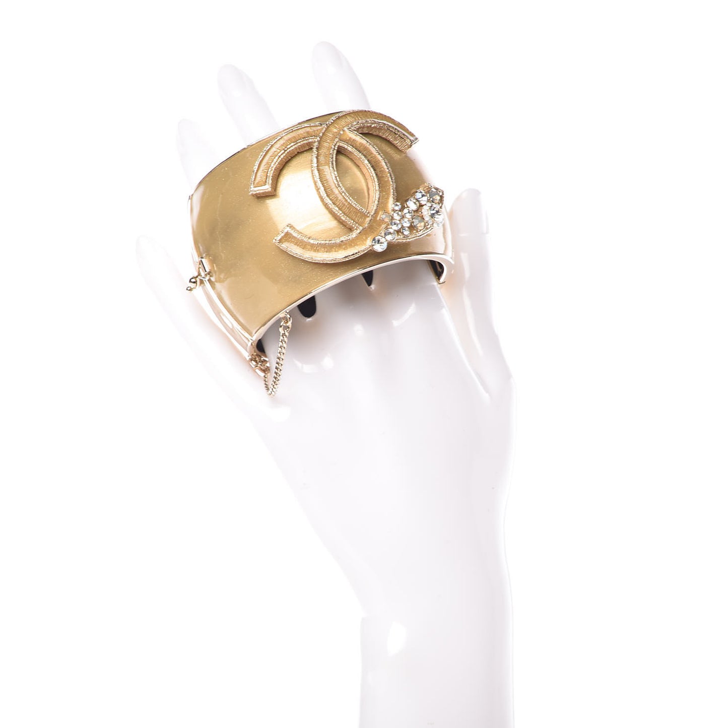 Glitter Resin Enamel Crystal CC Cuff Gold