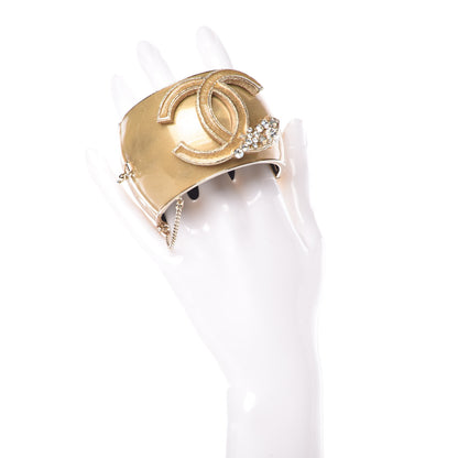 Chanel Glitter Resin Enamel Crystal CC Cuff Gold 2 of 4