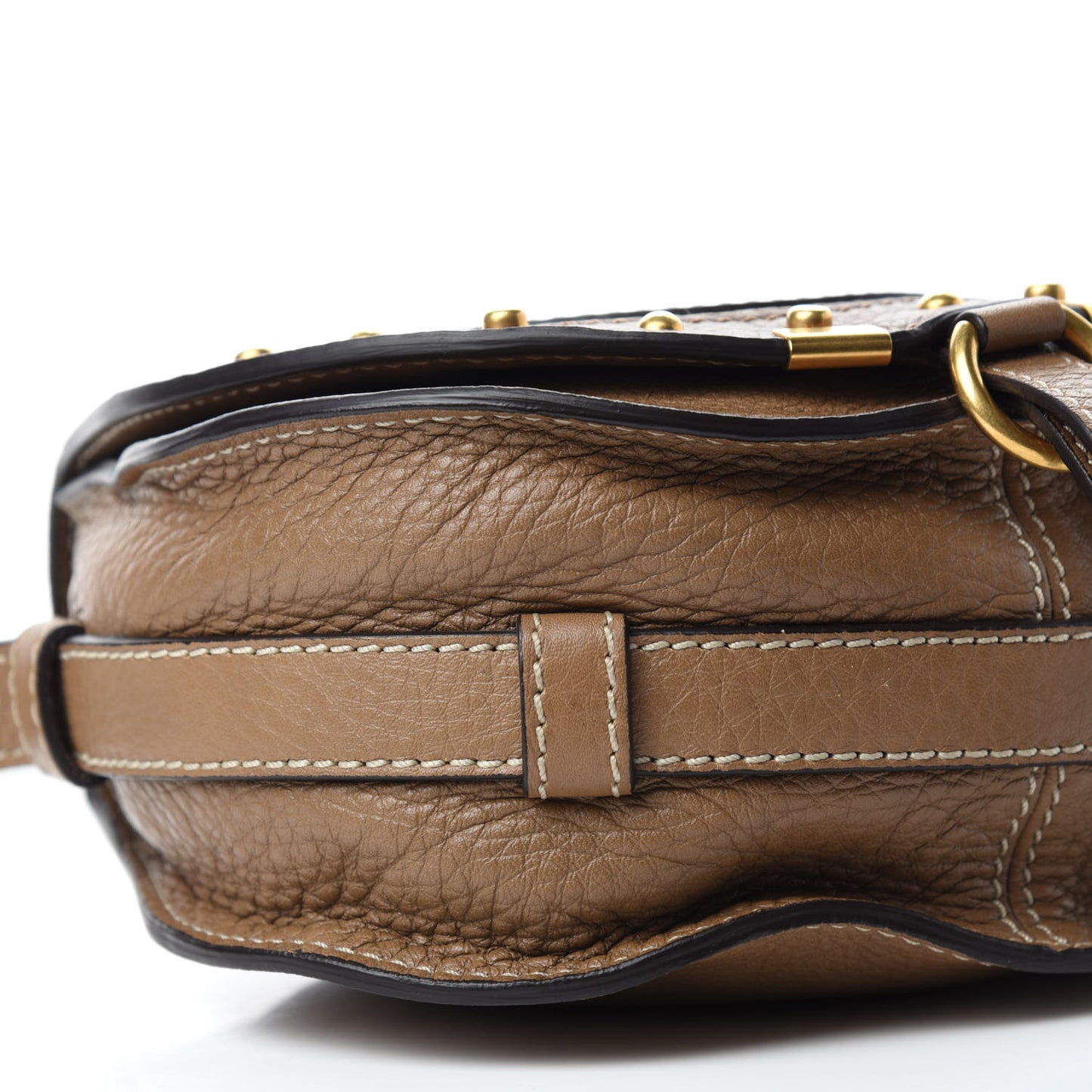 Calfskin Studded Mini Marcie Round Crossbody Bag Nut