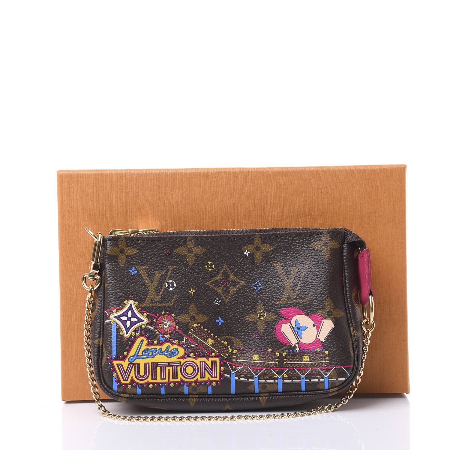 Louis Vuitton Monogram 2020 Christmas Animation Roller Coaster Mini Pochette Accessories Pivoine 11 of 11