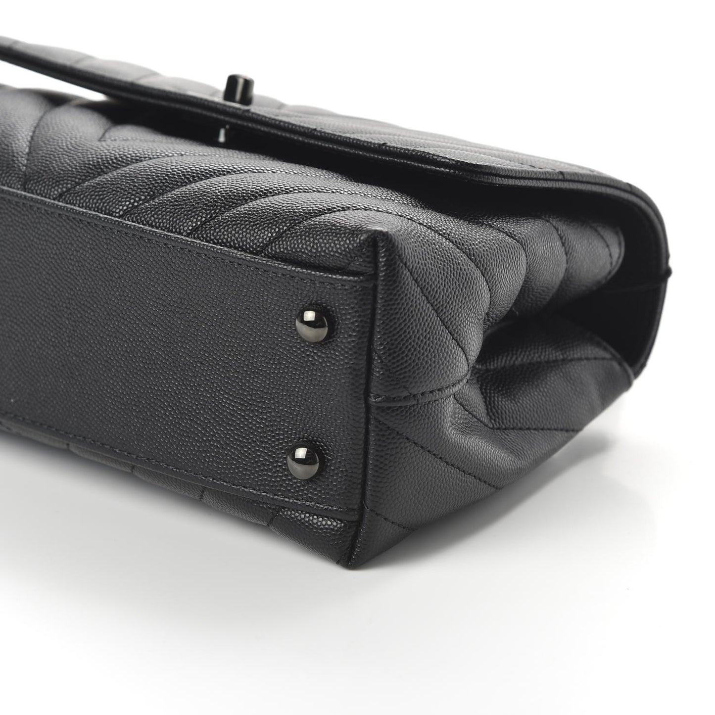 Caviar Chevron Quilted Mini Coco Handle Flap So Black