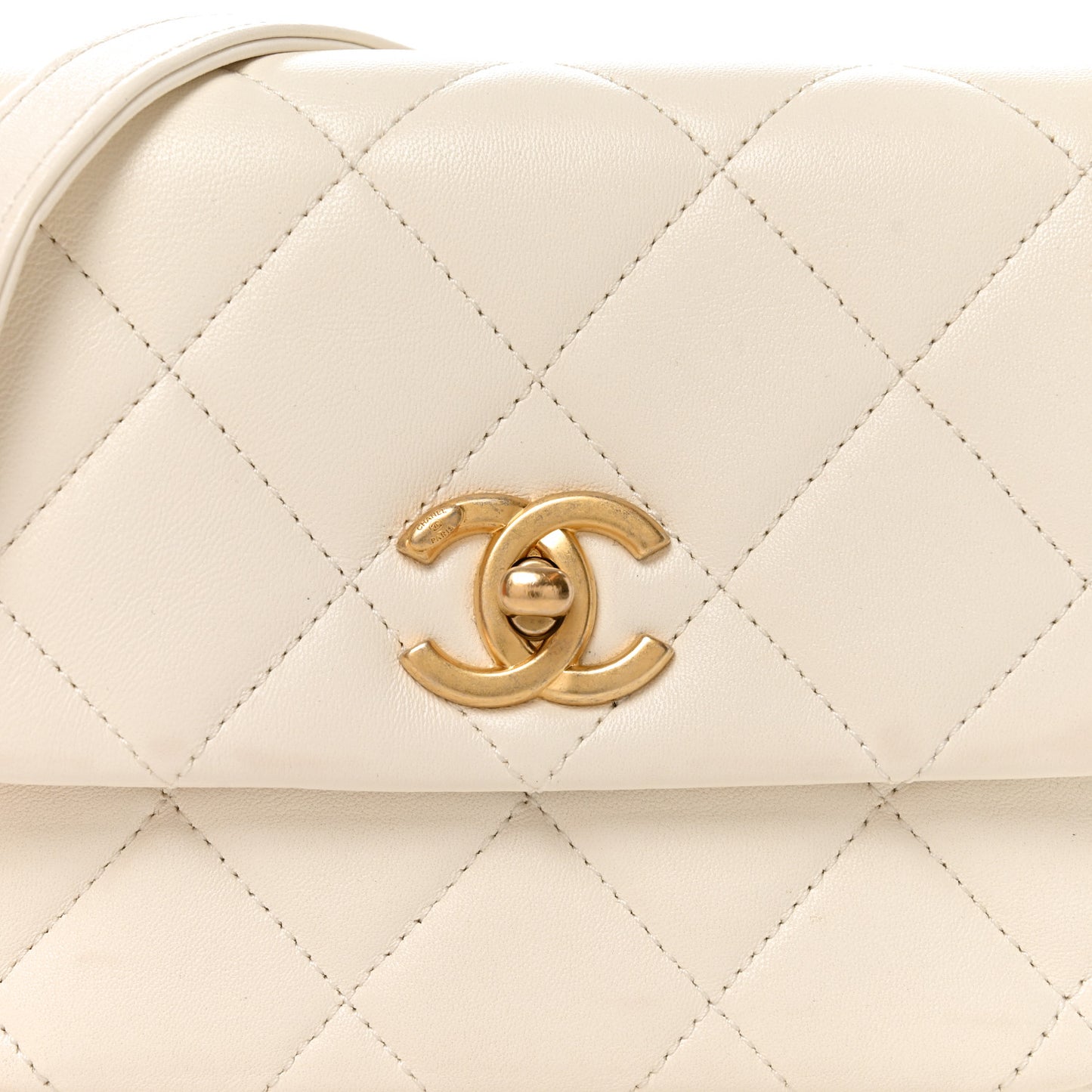 Lambskin Quilted Mini Side Note Flap White