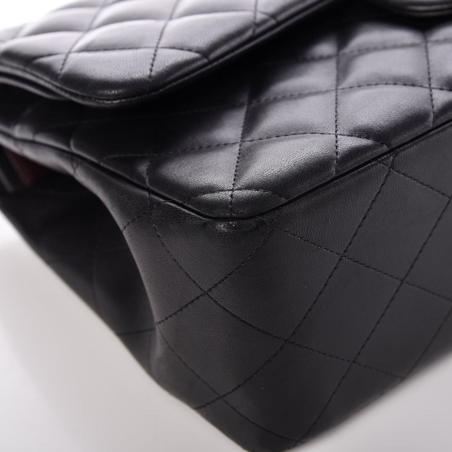 Lambskin Quilted Jumbo Double Flap Black