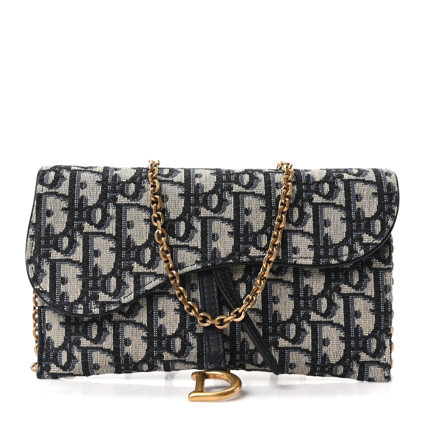 Oblique Saddle Chain Long Wallet Blue