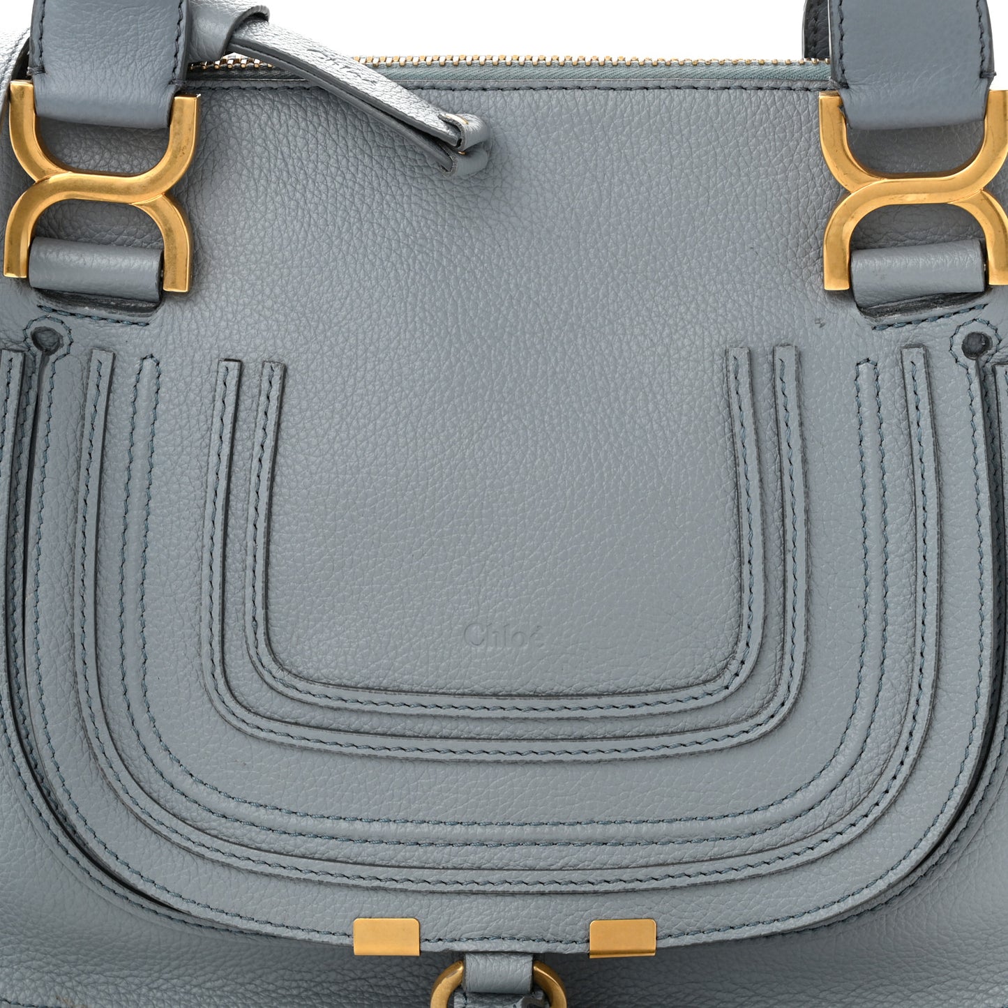 Calfskin Small Marcie Satchel Faded Blue