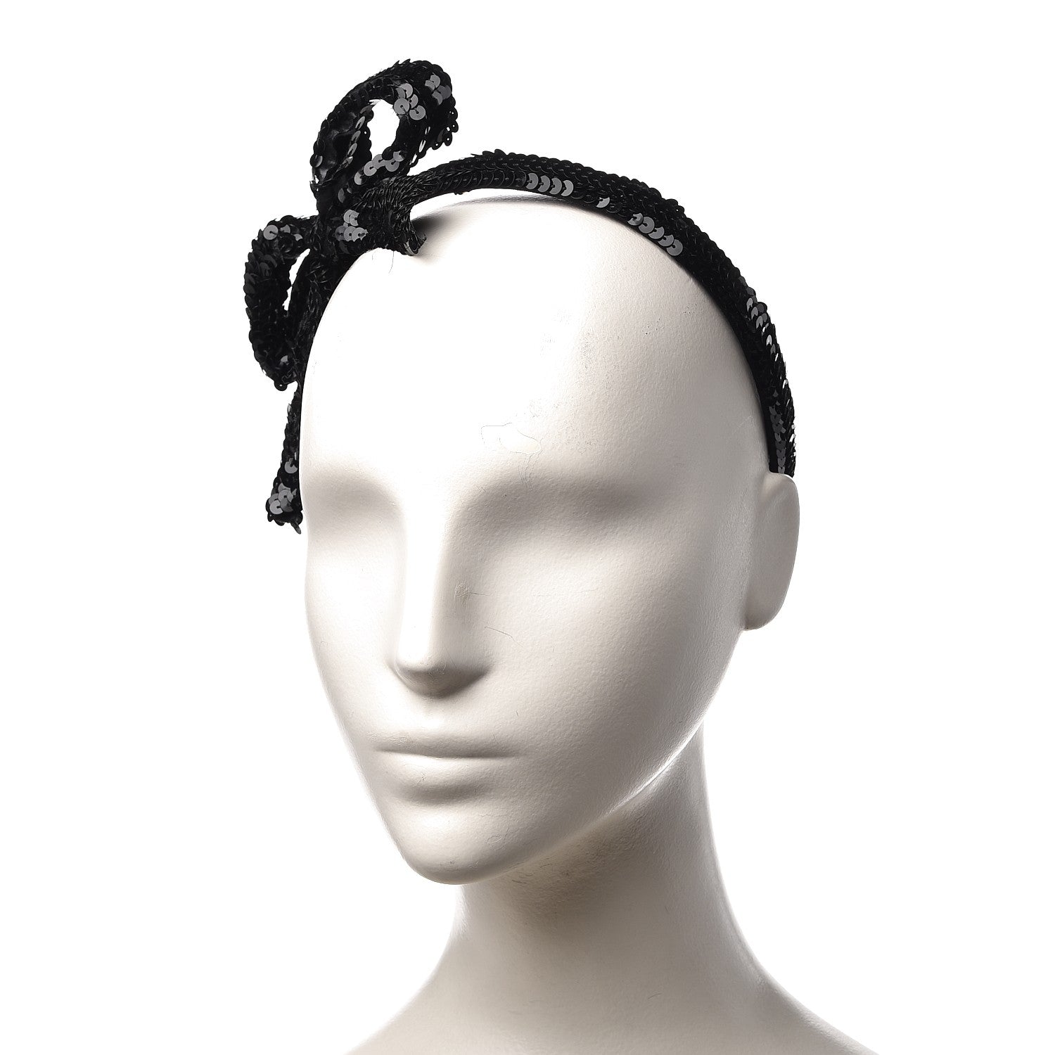 Chanel Sequin Bow Headband Black 2 of 9