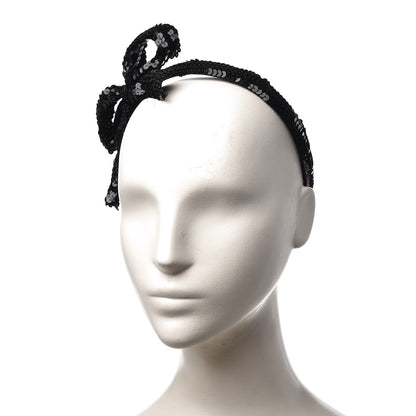 Chanel Sequin Bow Headband Black 2 of 9