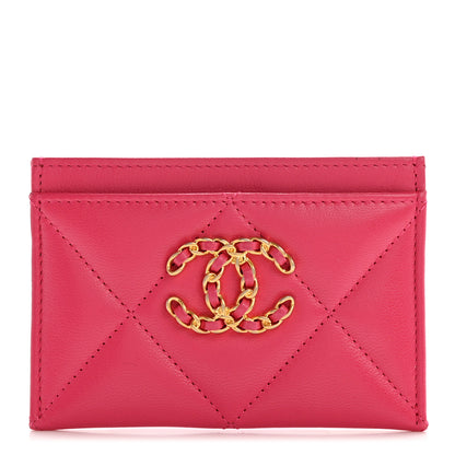 Chanel Shiny Goatskin Quilted 19 Card Holder Dark Pink 1 of 13