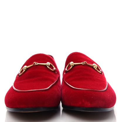 Gucci Velvet Horsebit Womens Jordaan Loafers 38 Hibiscus Red 2 of 11