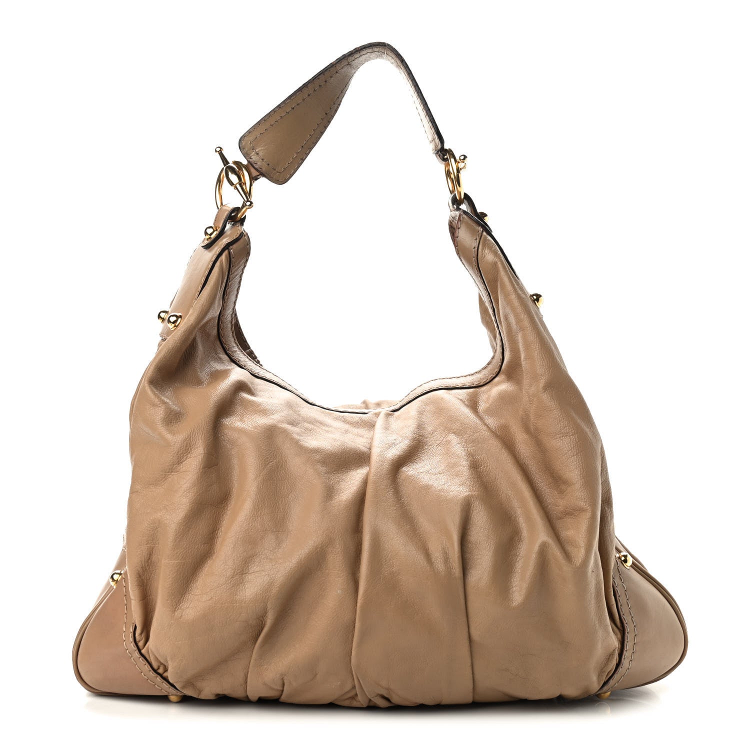 Gucci Calfskin Large Jockey Hobo Tan 1 of 16