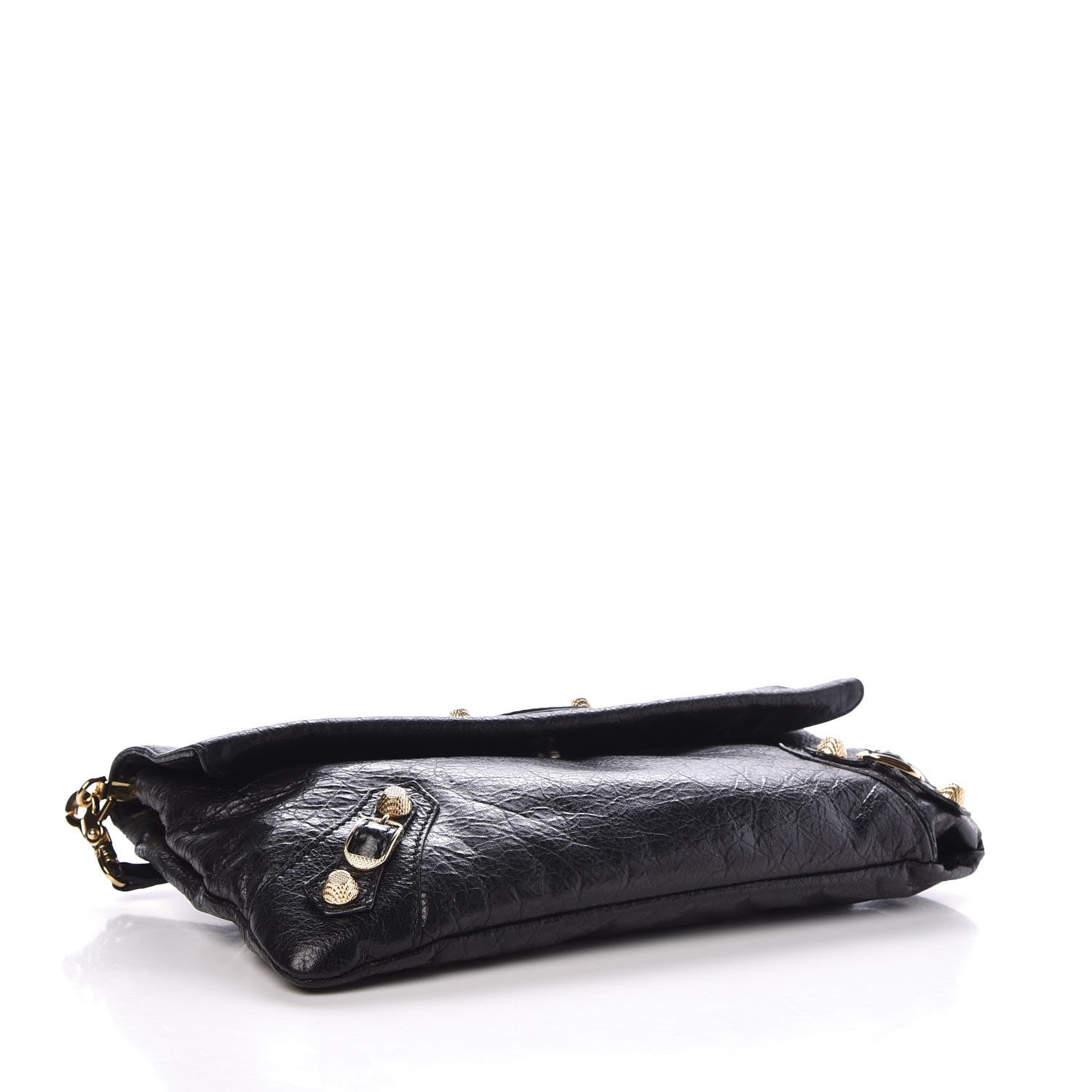 Balenciaga Agneau Giant 12 Gold Hardware Envelope Strap Clutch Black 4 of 7