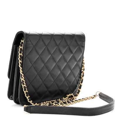 Chanel Lambskin Quilted Square Wallet On Chain WOC Black 3 of 16