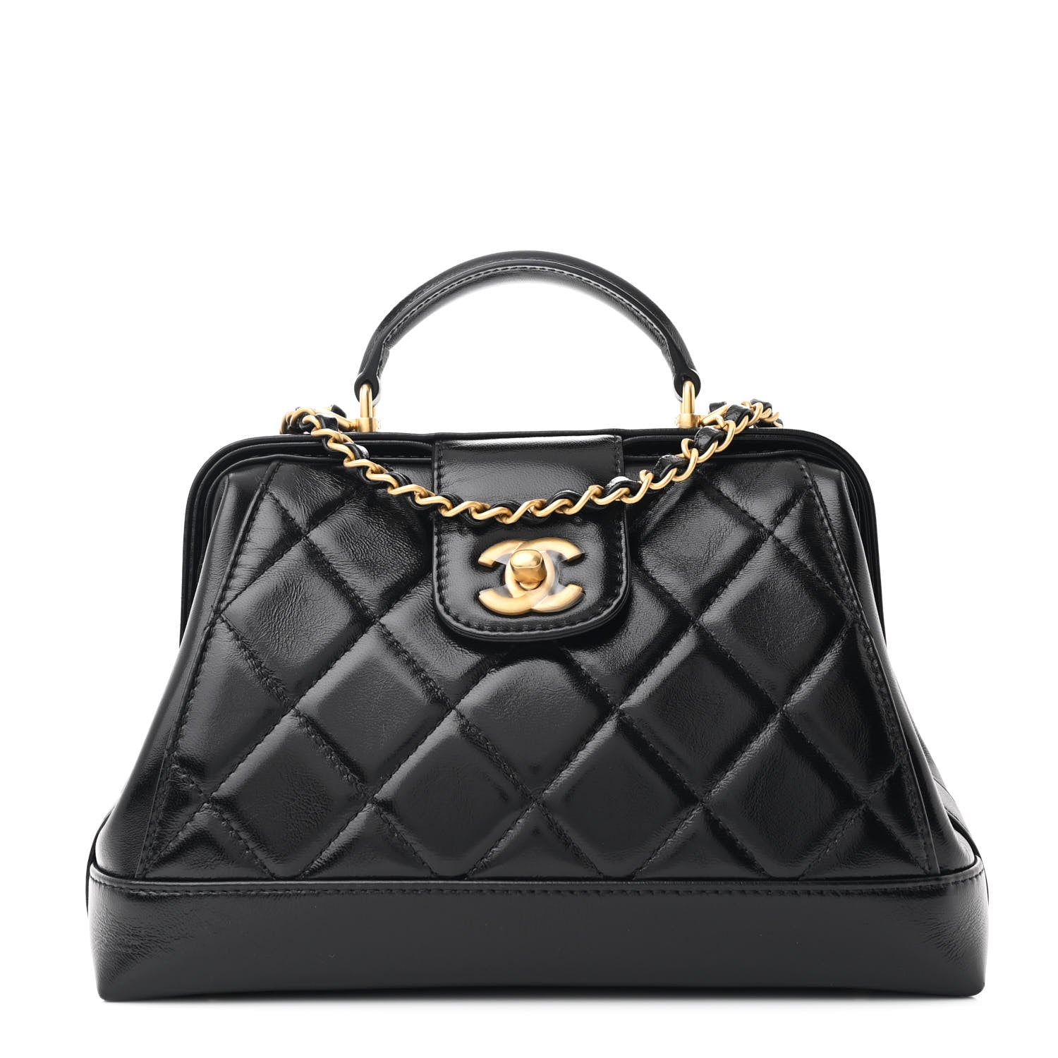 Chanel Shiny Lambskin Quilted Small Cocodoc Top Handle Bag Black 1 of 11