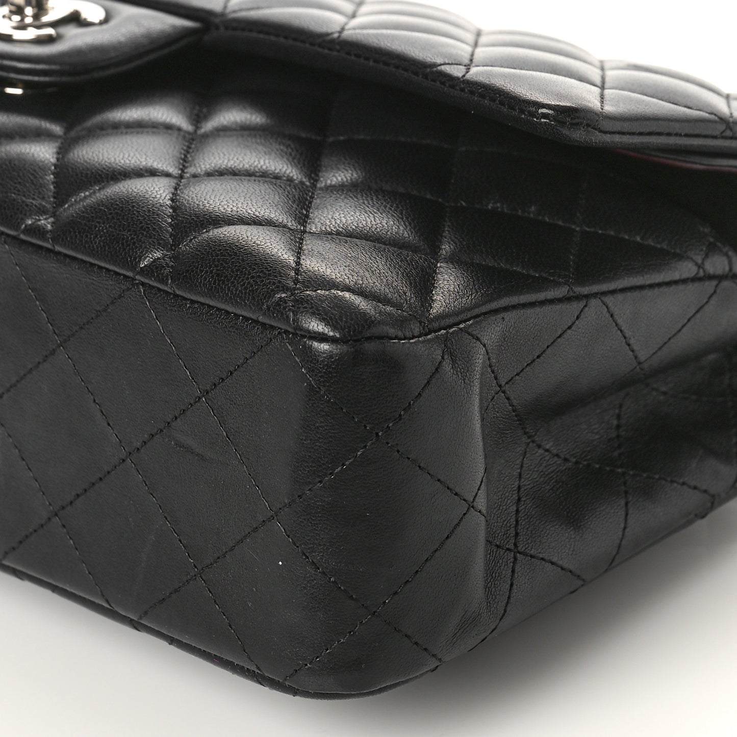 Lambskin Quilted Medium Double Flap Black