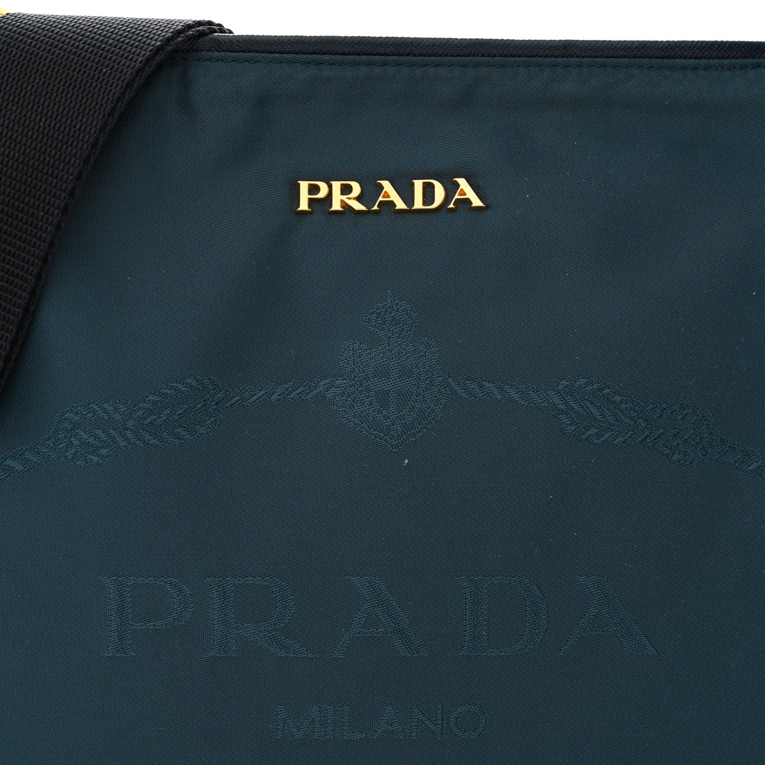 Prada Jacquard Logo Small Flat Messenger Bag Blue 9 of 11