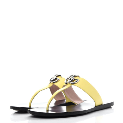 Gucci Calfskin GG Marmont Thong Sandals 37 Banana 3 of 10