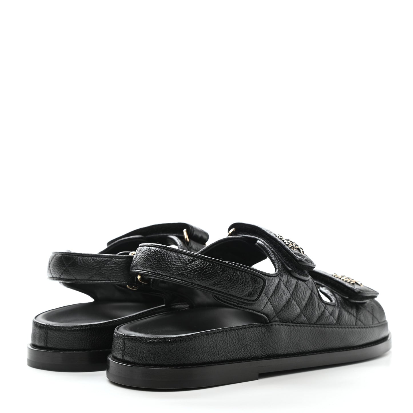 Grained Calfskin Velcro Dad Sandals 38.5 Black