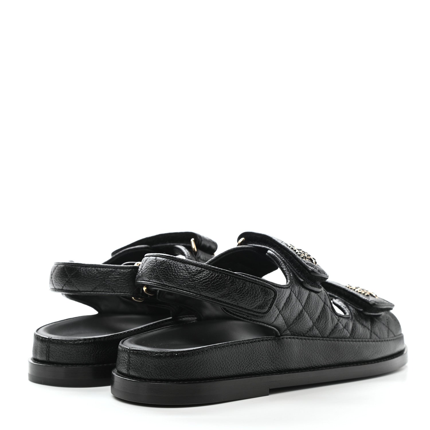 Chanel Grained Calfskin Velcro Dad Sandals 38.5 Black 4 of 8