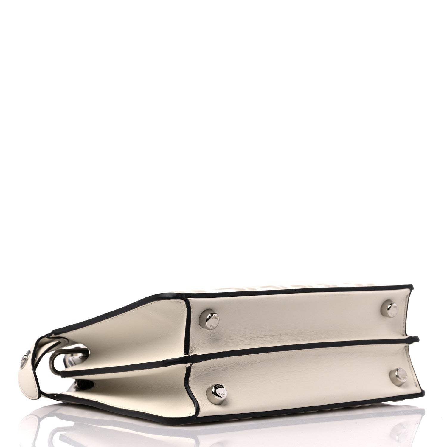Fendi X SARAH COLEMAN Nappa FF Fish Eye Embossed Mini Peekaboo I SEE U Satchel White Ice 4 of 9